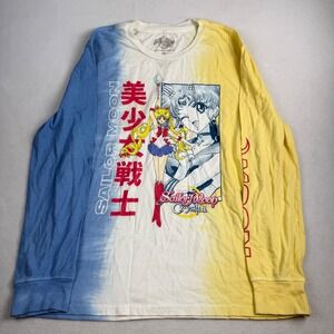 Sailor Moon Crystal Long Sleeve Graphic Tee Blue Yellow Tie Dye Anime Shirt M